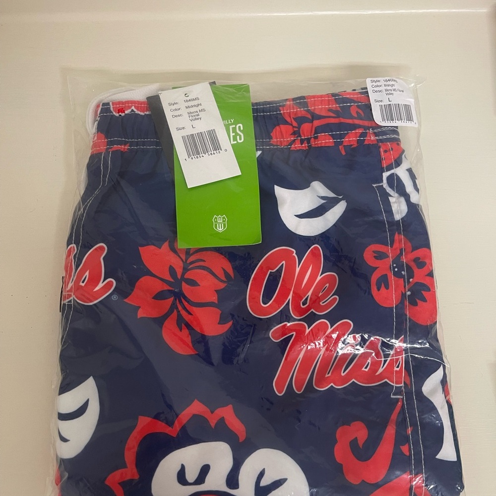 Ole Miss Floral Swim Shorts. New in package sz L